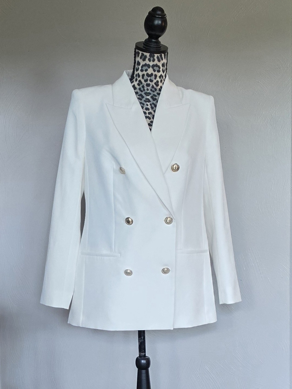 Express White Double-Breasted Blazer with Gold Buttons NWOT